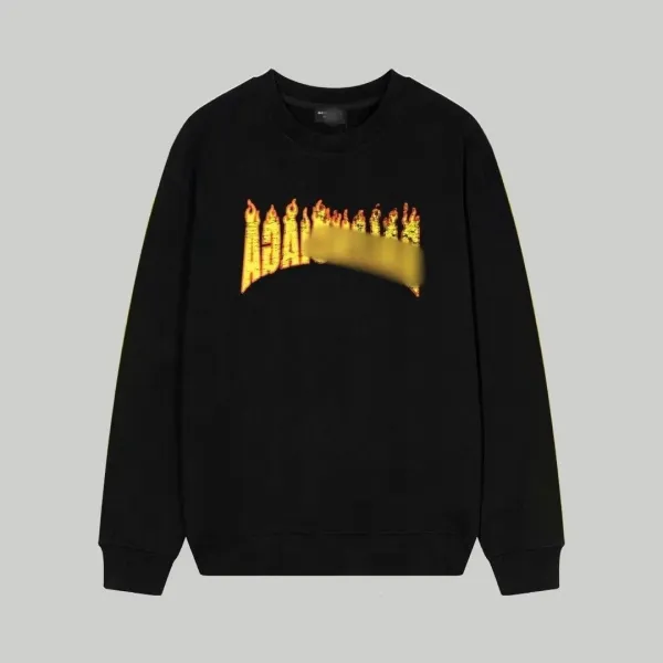 Design Flame Logo Black Crewneck Sweatshirt Hoodie - 1