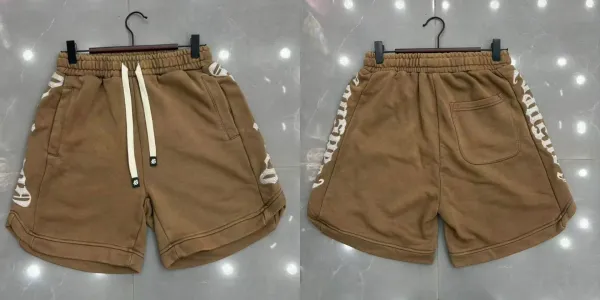 Design Embroidered Logo Sweat Shorts Brown - 1