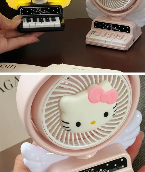 Hello Kitty Piano Fan White with Red Bow Desktop Fan Electronics - 7