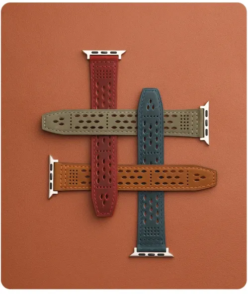 Apple Watch Perforated Leather Band Teal Smartwatch Strap Smartwatches - 20