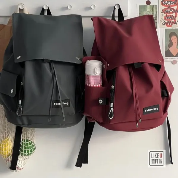 Design Taimeibag Fold-Over Drawstring Backpack Army Green Backpacks - 8