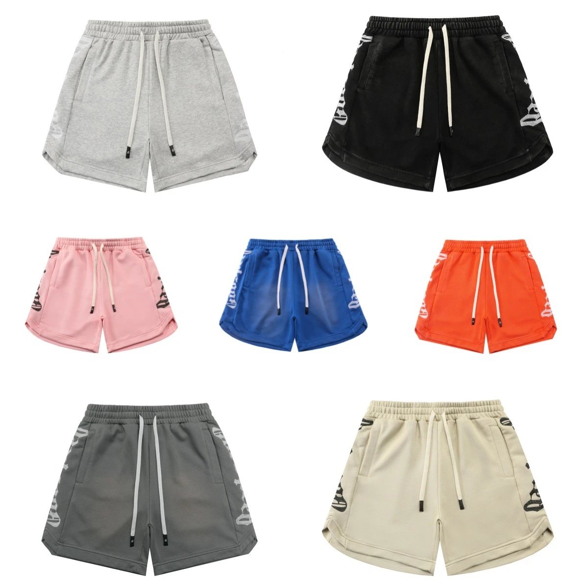 Premium Quality God's Eye Embroidered Washed Vintage Letter Graphic Drawstring Shorts Loose Fit Men's Casual In Stock