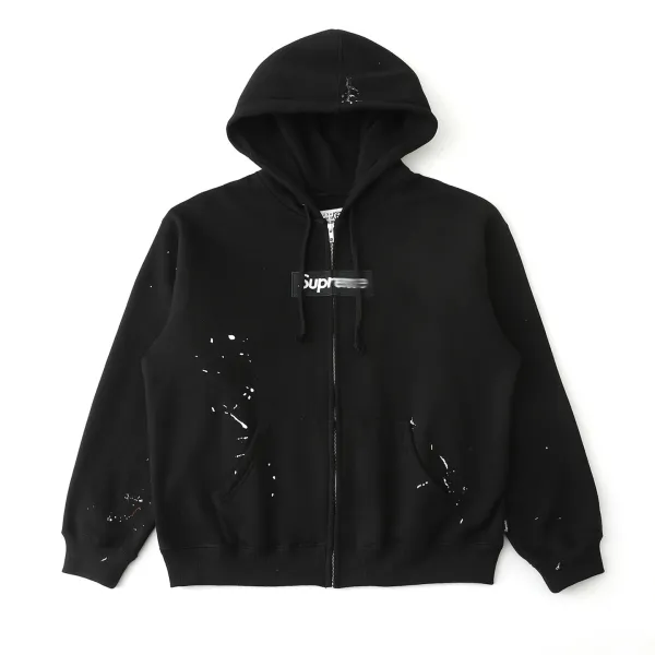 Supreme Paint Splatter Box Logo Zip-Up Hoodie Navy - 12