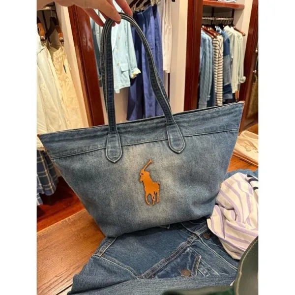 Polo Ralph Lauren Denim Tote Bag Blue - 11