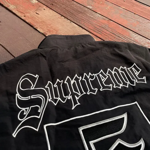 Supreme Gothic Logo Windbreaker Black Jacket Outerwear - 7