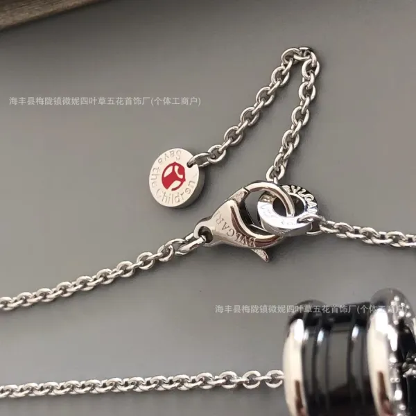 Design Bzero1-Inspired Black Ceramic and Silver Chain Necklace Jewelry - 8