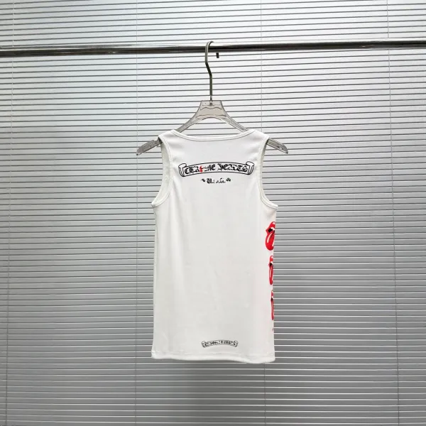 Design The Rolling Stones x Unknown Brand Lips Print White Vest Top - 5