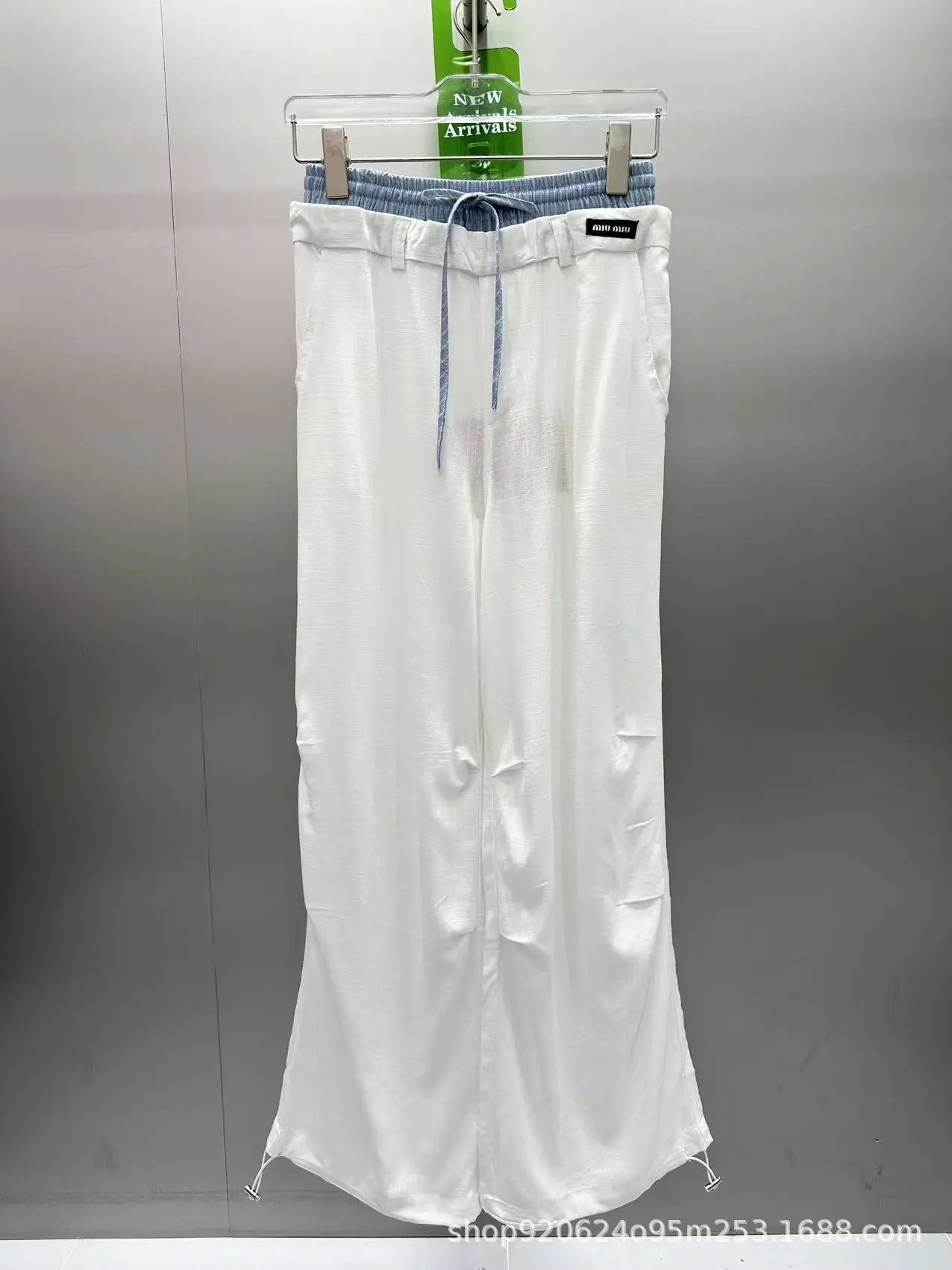 Miu Miu Wide-Leg Drawstring Pants Light Blue - 6