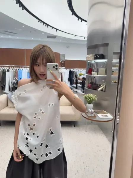 Design White Star-Embellished Ruffle Sleeve Vest Top - 8