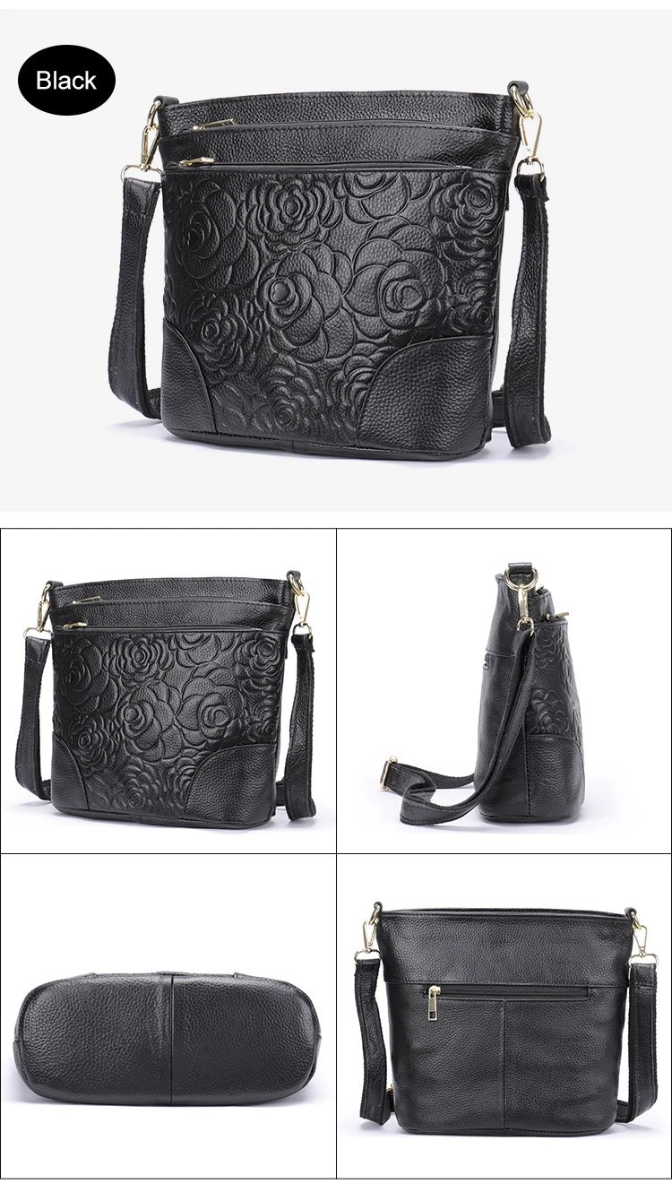 Design Floral Embossed Gray Crossbody Bag - 15