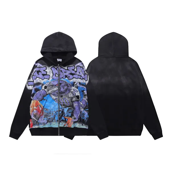 Design Graffiti Football Hoodie Black Multicolor - 1