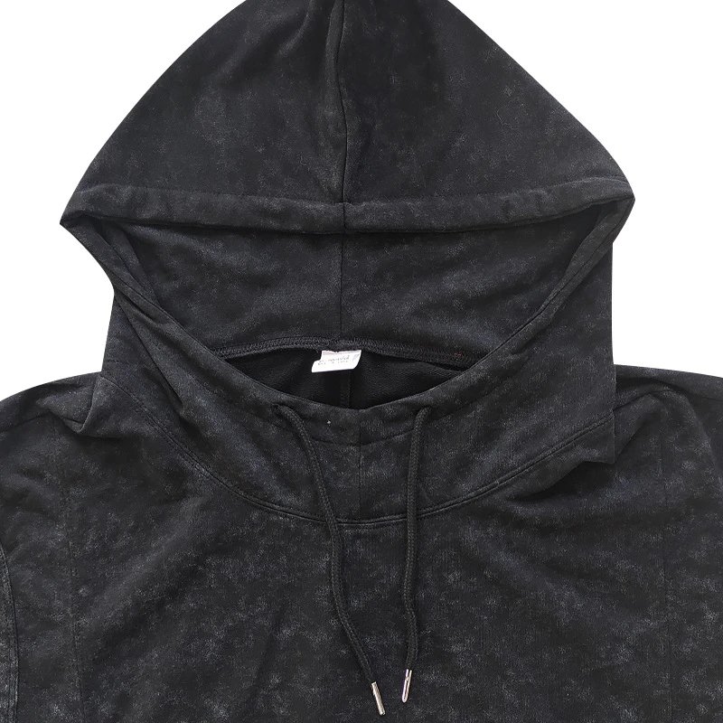 Design Sleeveless Hoodie Navy Acid Wash Vest-Top - 14