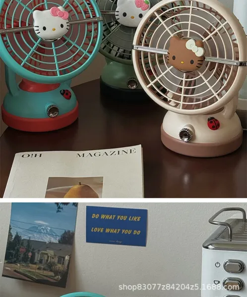 Hello Kitty Mini Desk Fan Turquoise and Red Electronics - 4