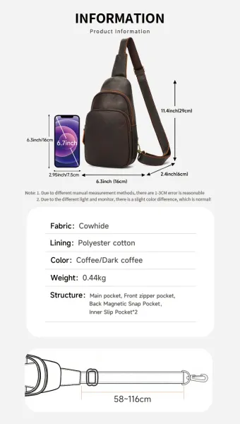 Design Leather Sling Bag Brown Crossbody Bag - 4