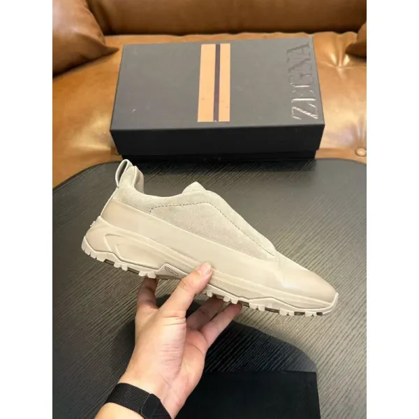 Zegna Oasi Slip-On Beige Chunky Sneakers - 1