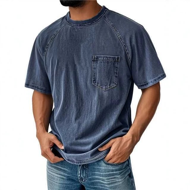 Washed Cotton Pocket Tee Gray Casual T-Shirt