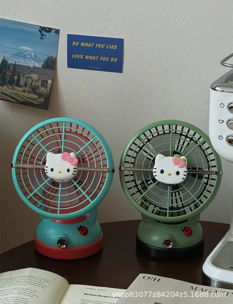 Hello Kitty Mini Desk Fan Turquoise and Red Electronics - 11