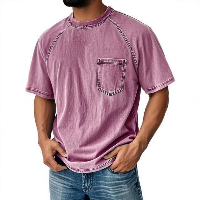 Washed Cotton Pocket Tee Gray Casual T-Shirt