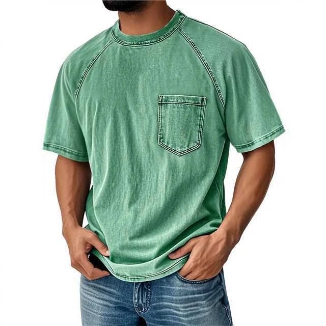 Washed Cotton Pocket Tee Gray Casual T-Shirt