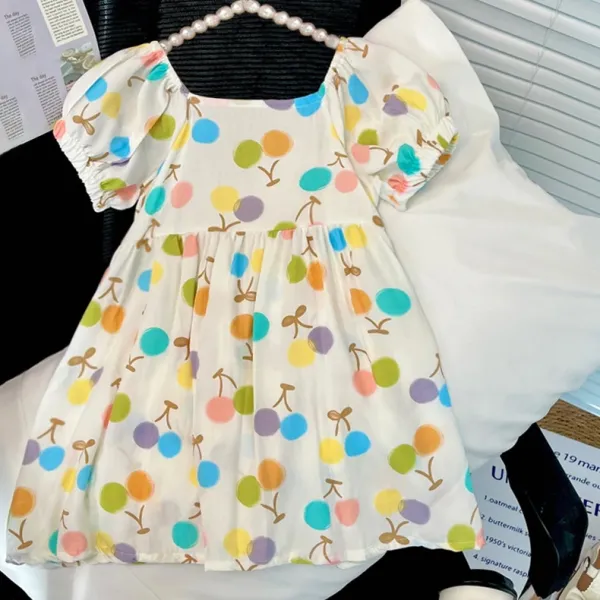 Design Floral Print Puff-Sleeve Smocked Dress in Pink Dress - 4