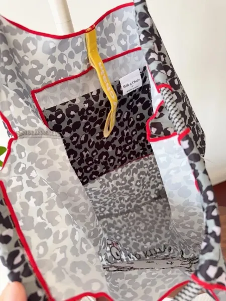 Hello Kitty Leopard Print Tote Bag with Embroidered Character and Charm - 30