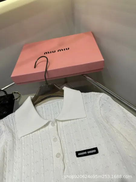 Miu Miu Knit Polo Shirt Lemon Yellow Tops Polo - 5