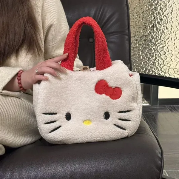 Hello Kitty Sherpa Mini Tote Bag Gray Handbags - 6