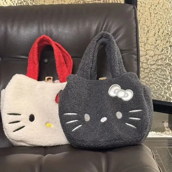 Hello Kitty Sherpa Mini Tote Bag Gray Handbags - 10