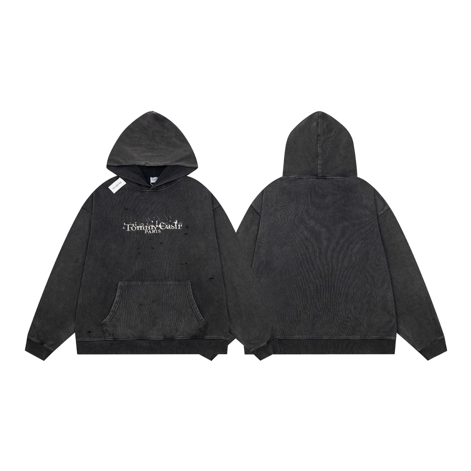 Maison Margiela Paint Splatter White Black Hooded Sweatshirt