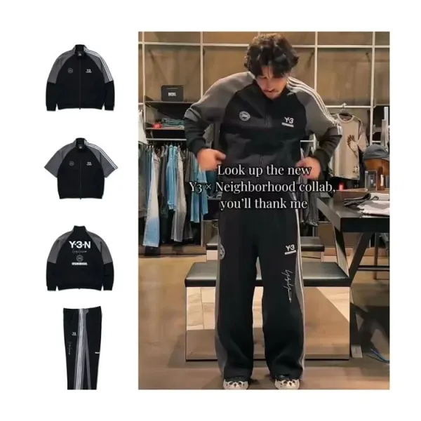 Adidas Y-3 x Neighborhood Track Jacket and Pants Black Gray Set Tracksuit - 5