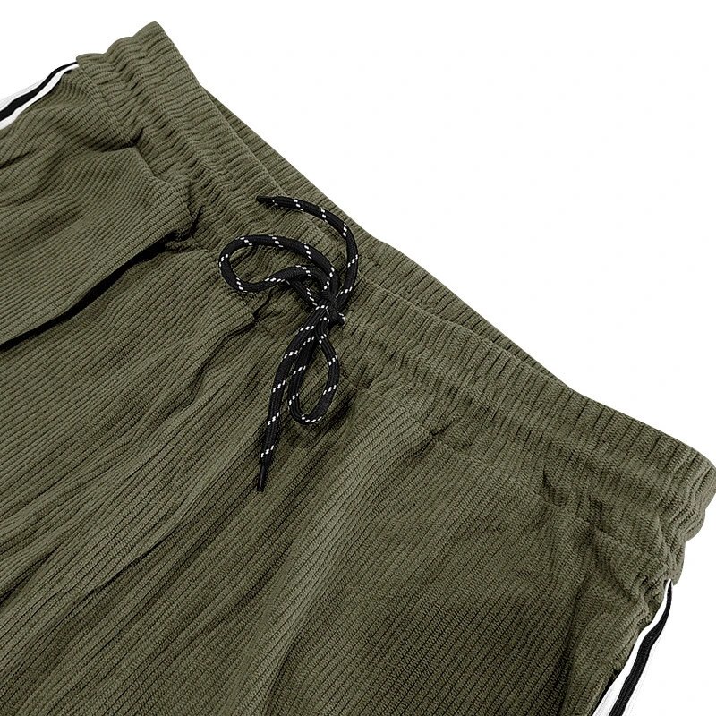 Design Corduroy Track Pants Black with White Stripes Sweatpants - 28