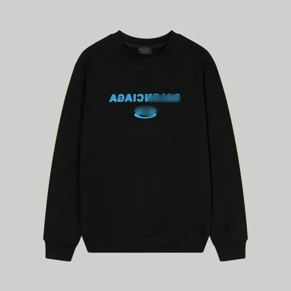 Balenciaga Logo Print Black Sweatshirt Hoodie - 1