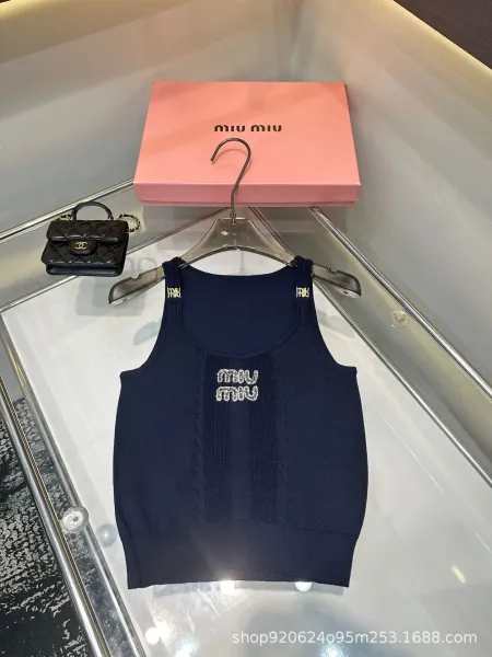 Miu Miu Knit Logo Vest Top White - 5