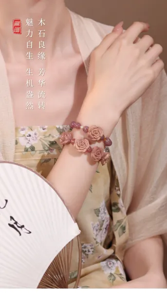 Design FENWUMEIGUI Pink Mist Rose Bracelet Jewelry - 9