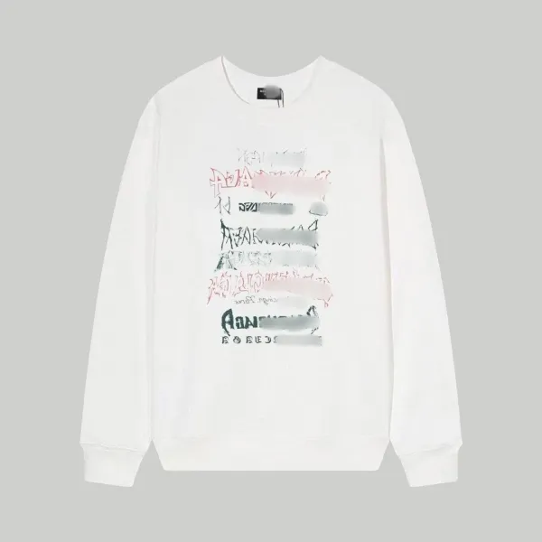 Design Graffiti Print White Hoodie - 1
