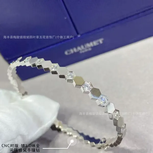 Design Hexagonal Pavé Diamond Tennis Bracelet Silver Jewelry - 11