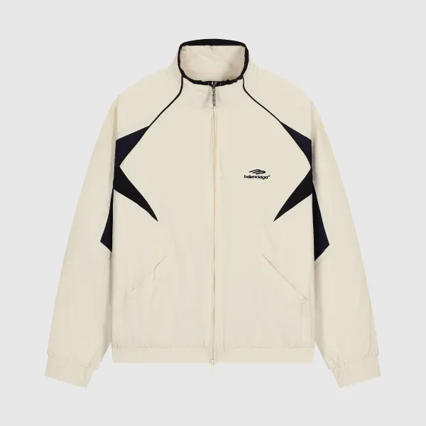 Balenciaga Striped Windbreaker Jacket White / Navy Outerwear - 9