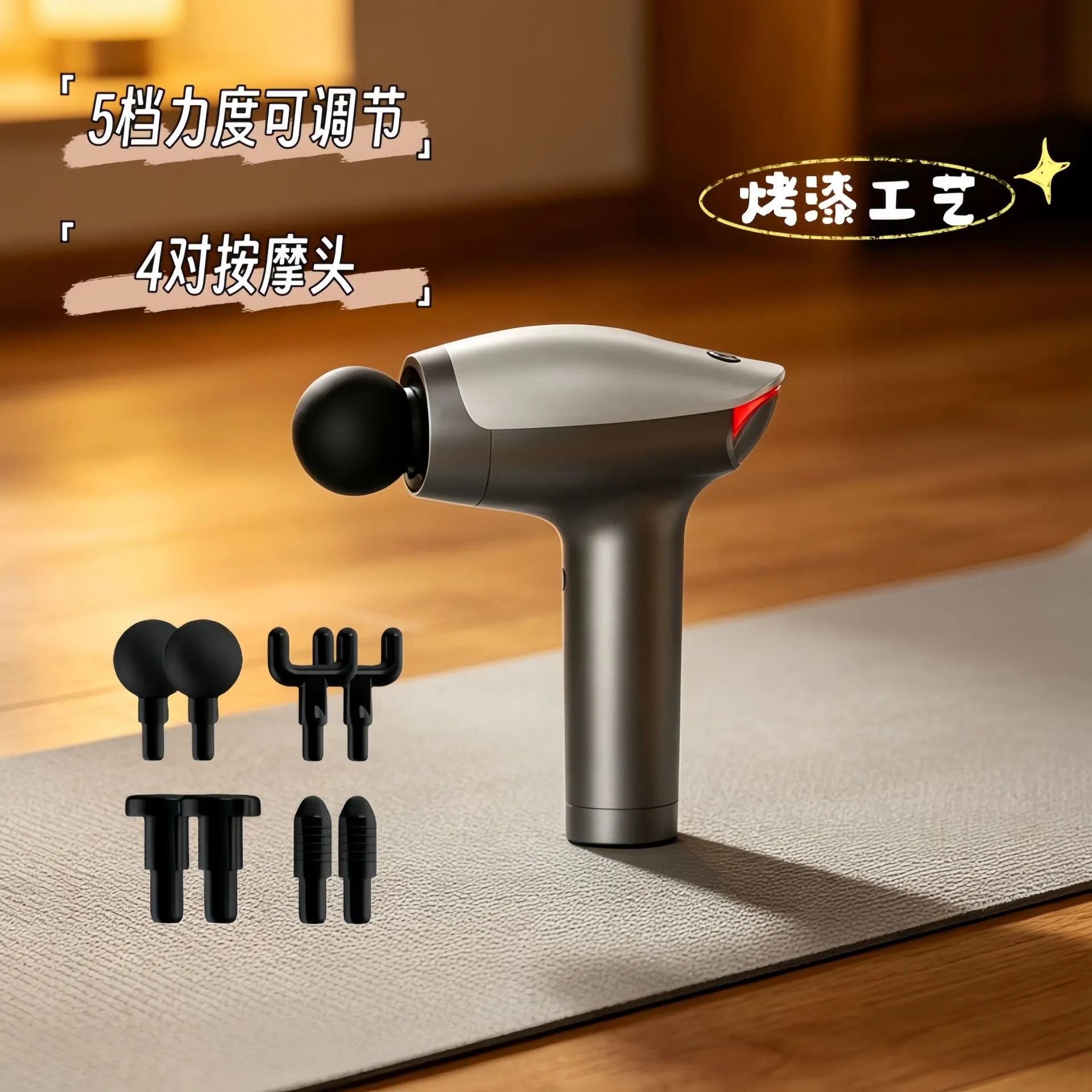 Dual-Head Rectangular Muscle Massage Gun White Black Sport Style