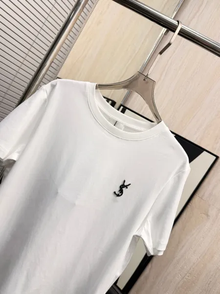 Saint Laurent Monogram Embroidered White T-Shirt - 9