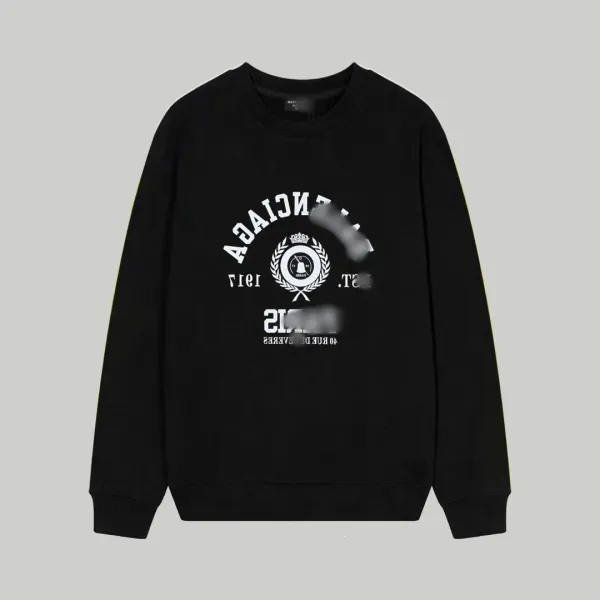 Balenciaga Logo Print Black Hoodie - 1
