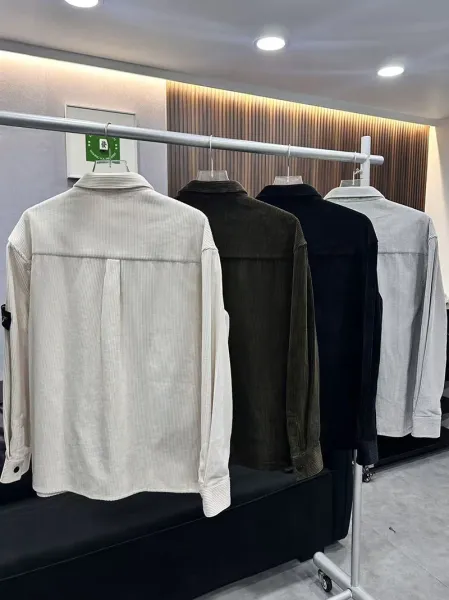 Stone Island Corduroy Shirt in Black, Brown, Gray, and Off-White - 4