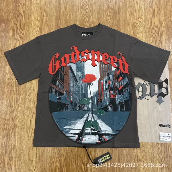 Godspeed Rose City Graphic T-Shirt Charcoal - 1