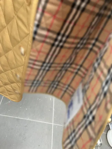 Design Quilted Jacket with Corduroy Collar Beige Outerwear - 17