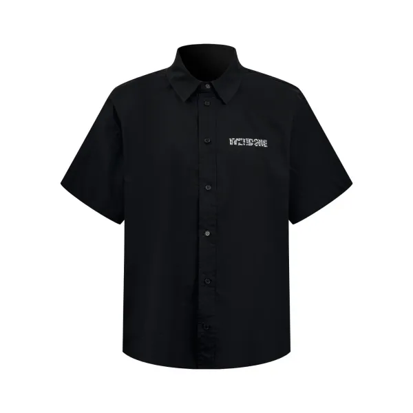 Design WE11DONE Short-Sleeve Button-Up Shirt Black Shirt - 1