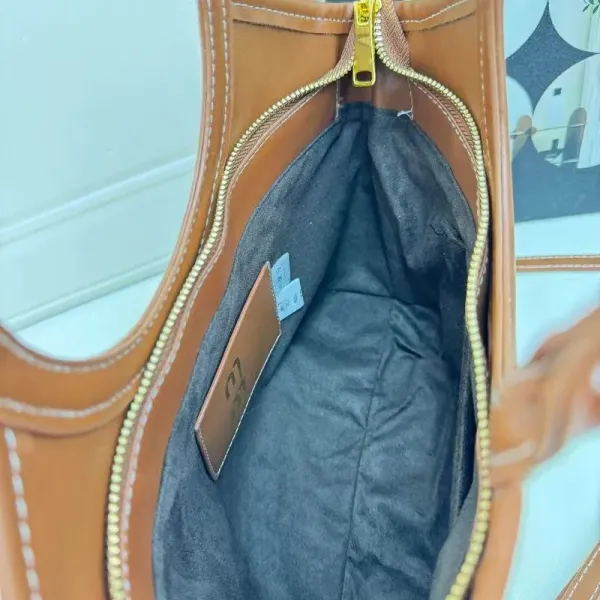 Miu Miu Logo Denim Tote Bag Navy with Tan Leather Trim Handbags - 9
