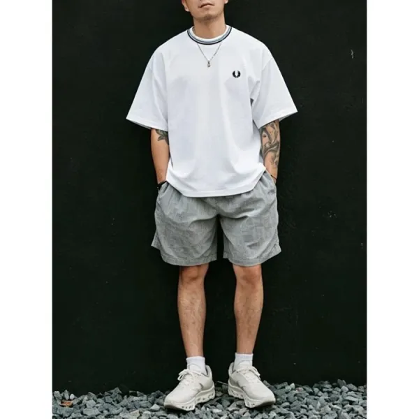 Fred Perry T-Shirt with Laurel Wreath Logo in Charcoal Gray - 13