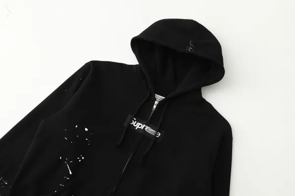 Supreme Paint Splatter Box Logo Zip-Up Hoodie Navy - 15