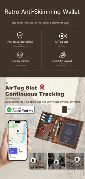 Design RFID-Protected Travel Wallet Black Leather Passport Holder Wallets - 4