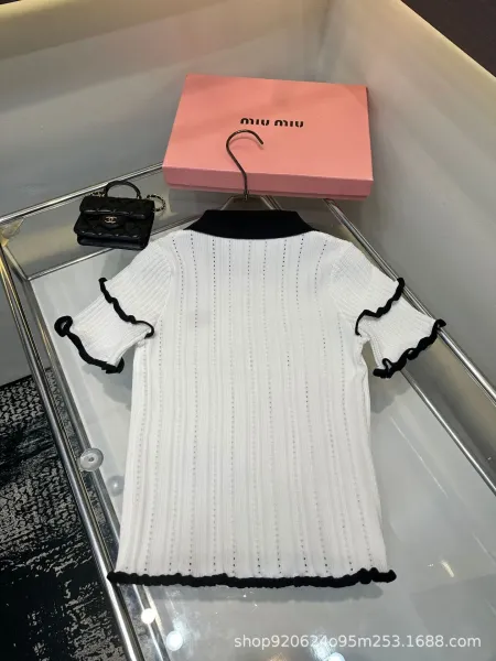 Miu Miu Knit Polo Dress Pink with Ruffled Trim - 4