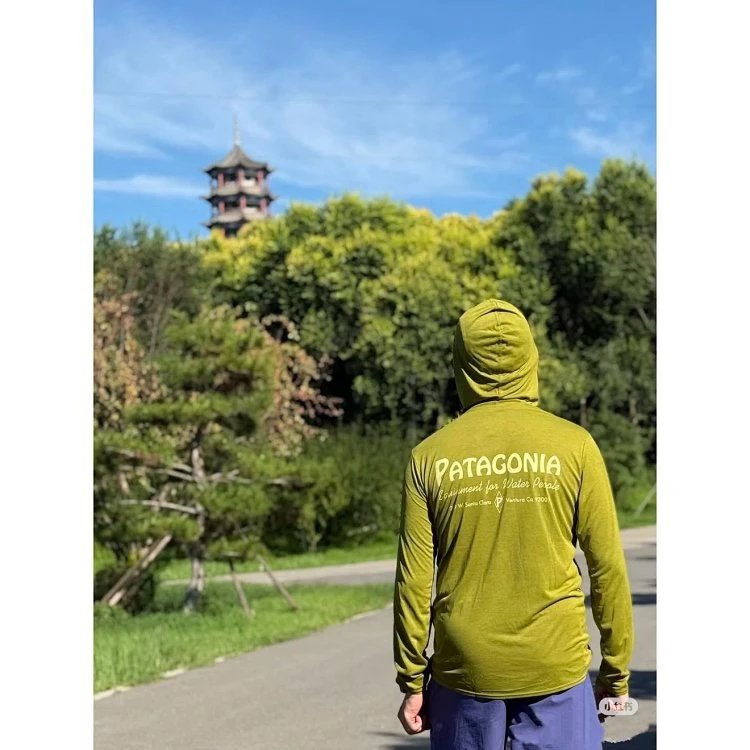 Patagonia P-6 Logo Responsibili-Tee Hooded Long Sleeve T-Shirt Olive Green Hoodie - 15